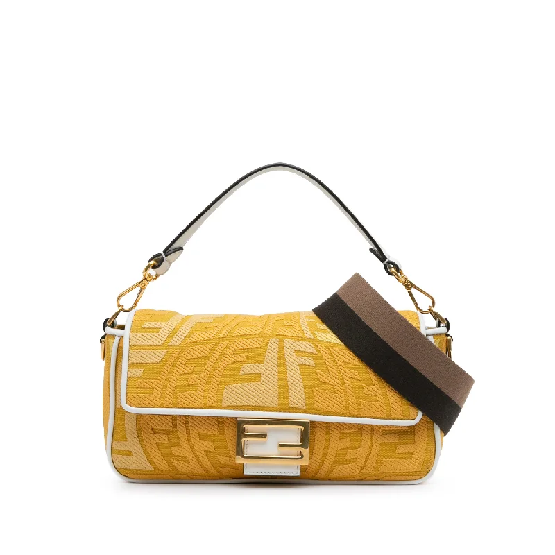 High-quality leather messenger bagsYellow Fendi Sarah Coleman FF Canvas Fisheye  Baguette Satchel