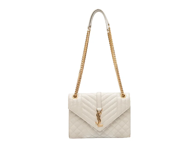 Designer bags with detachable strapsWhite Saint Laurent Medium Triquilt Matelasse Envelope Bag