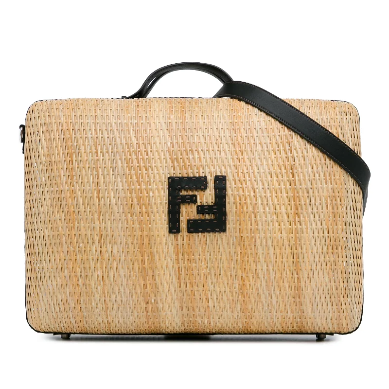 High-end designer bags for menTan Fendi Rattan Travel Bag