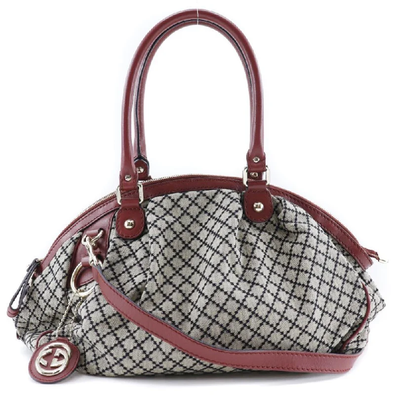 Luxury bags with exotic skinsGucci Diamante Handbag Sukey Gray / Red