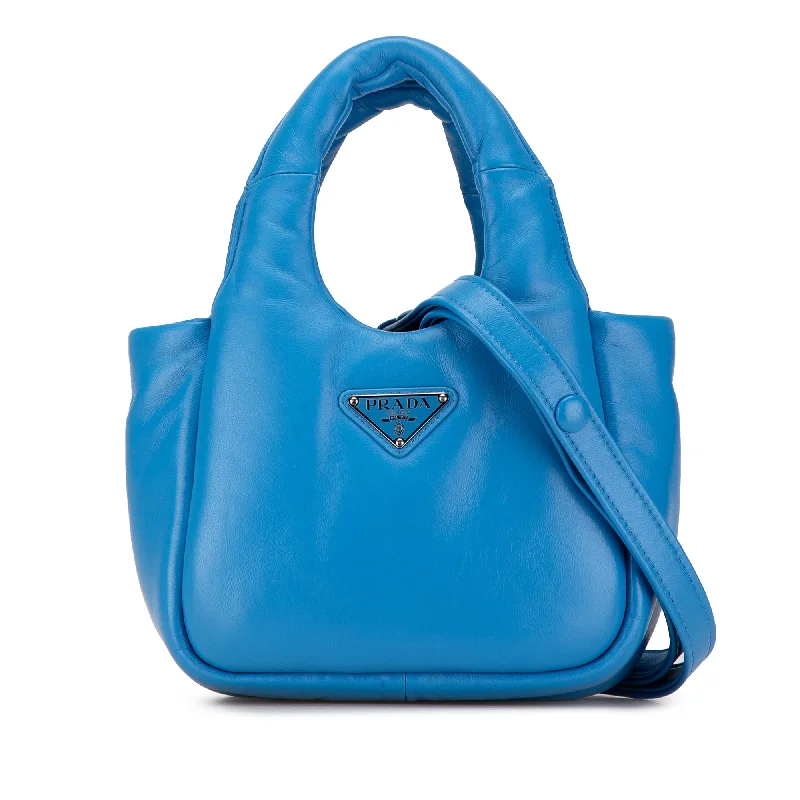 Sustainable fashion bagsBlue Prada Small Padded Soft Nappa Bag Satchel