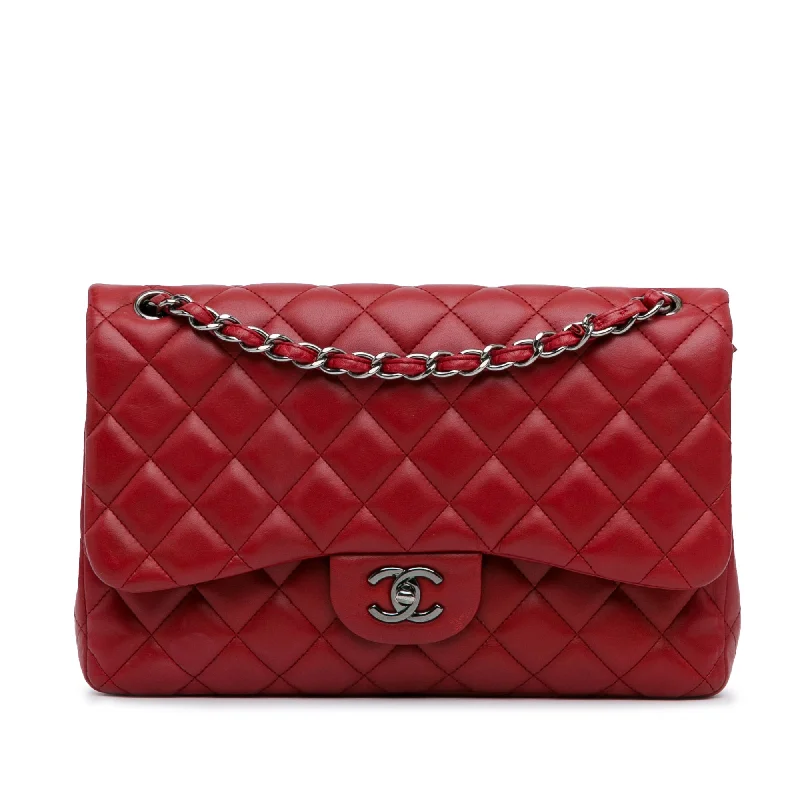 Best bags for weekend getawaysRed Chanel Jumbo Classic Lambskin Double Flap Shoulder Bag