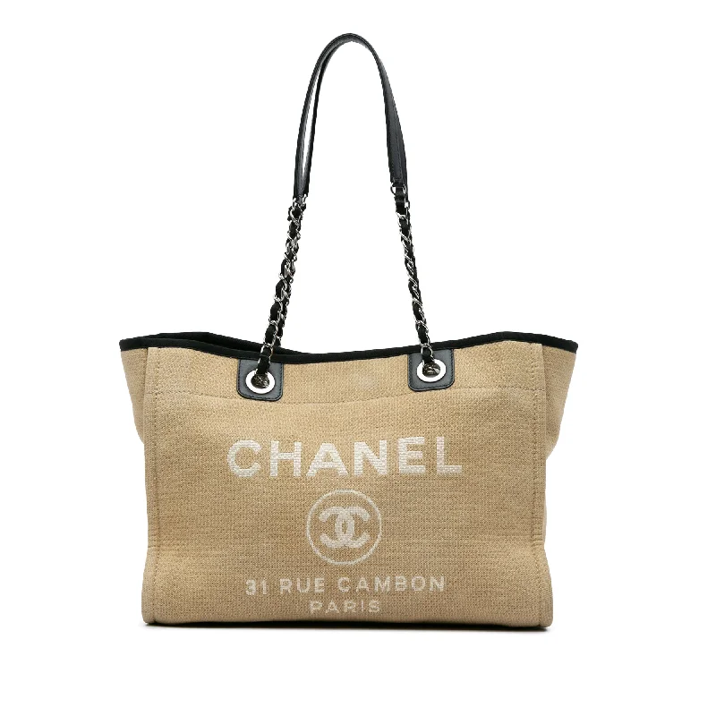 Trendy transparent PVC bagsBeige Chanel Small Canvas Deauville Tote