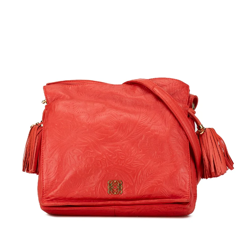 Crossbody bags for everyday useRed LOEWE Embossed Flamenco Tassel Crossbody