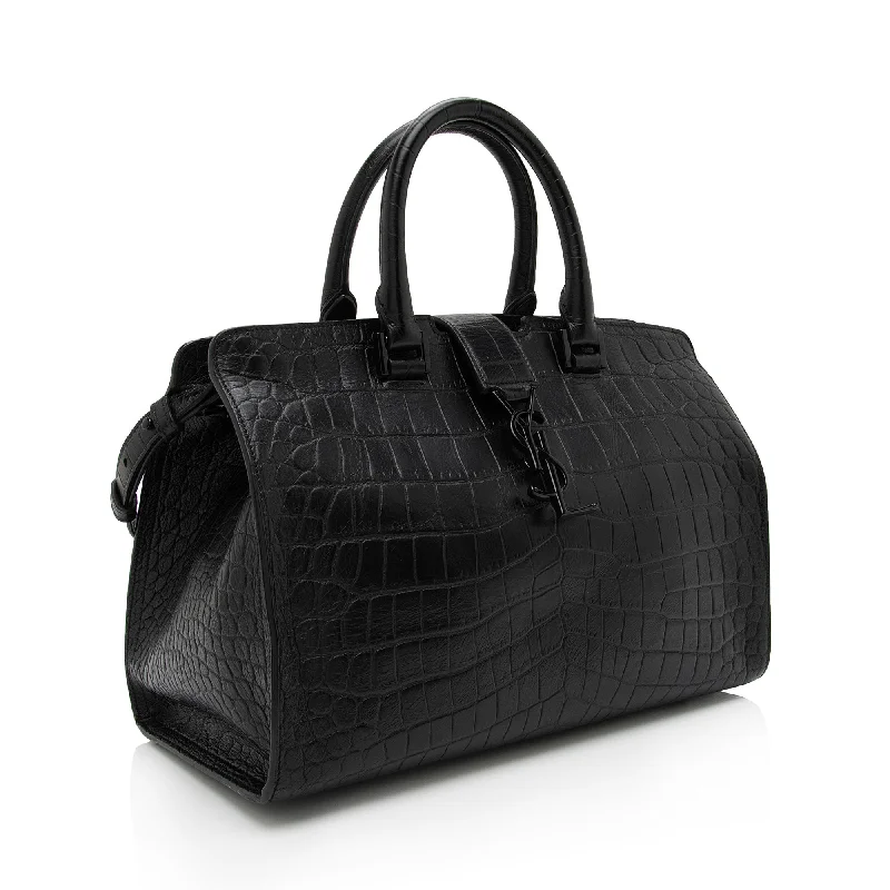 Luxury bags with chain strapsSaint Laurent Croc Embossed Leather Monogram Baby Cabas Tote QBG3Zi