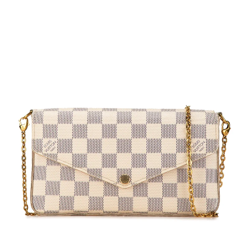 Designer bags with detachable strapsWhite Louis Vuitton Damier Azur Pochette Felicie Crossbody Bag