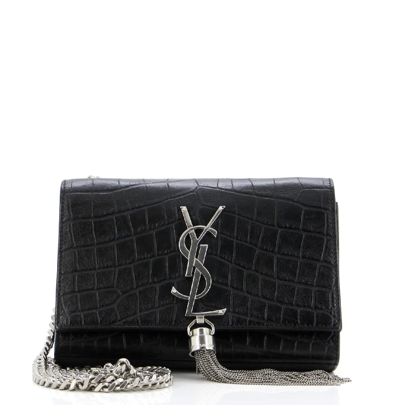 Customizable monogram bagsClassic Monogram Tassel Crossbody Bag Crocodile Embossed Leather Small