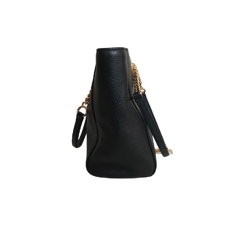 Trendy bucket bags for summerCoach Black Pebbled Leather Turn-lock Chain Tote | Like New |