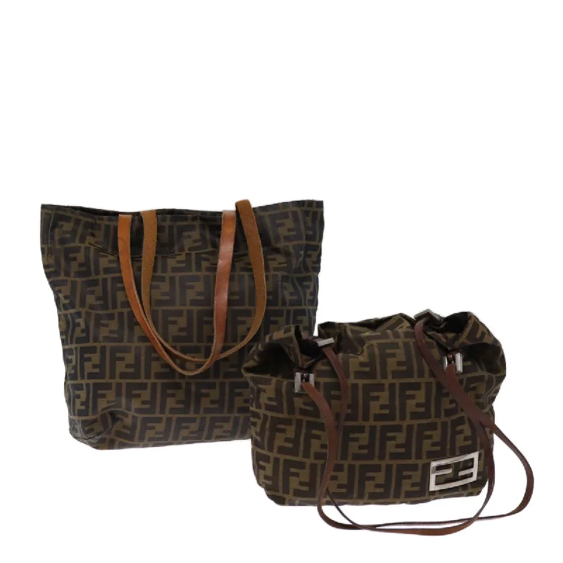 Best tote bags for workFENDI Zucca Canvas Hand Bag 2Set Black Brown  72894