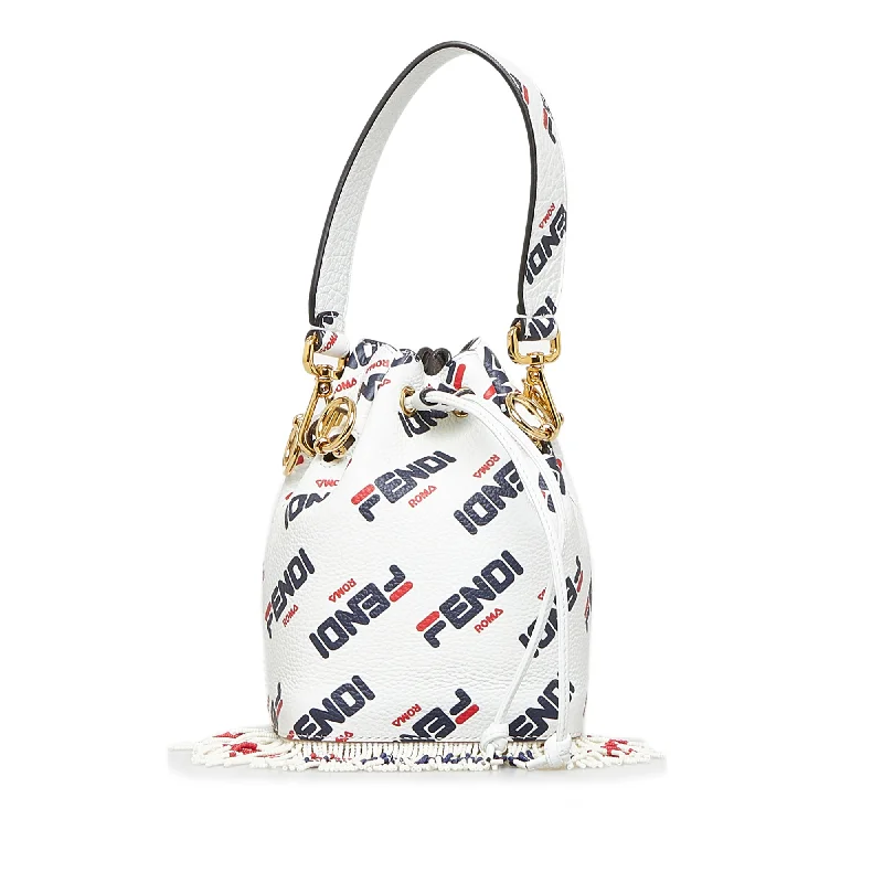 Vintage-inspired handbagsWhite Fendi Fendi X Fila Mania Mini Mon Tresor Bucket Bag