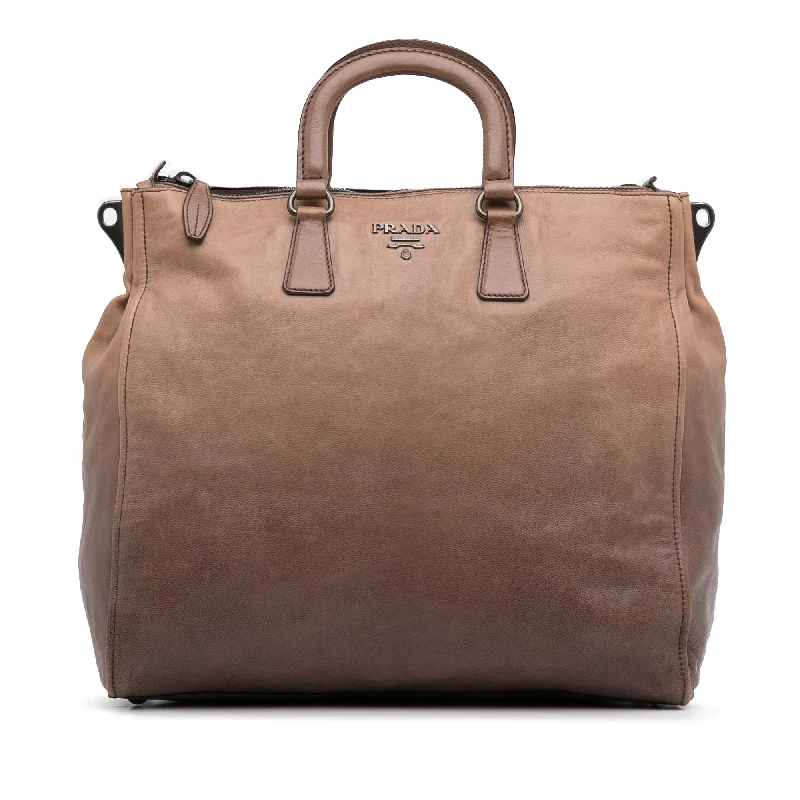 Best bags for business tripsTan Prada Glace Calf Ombre Leather Satchel