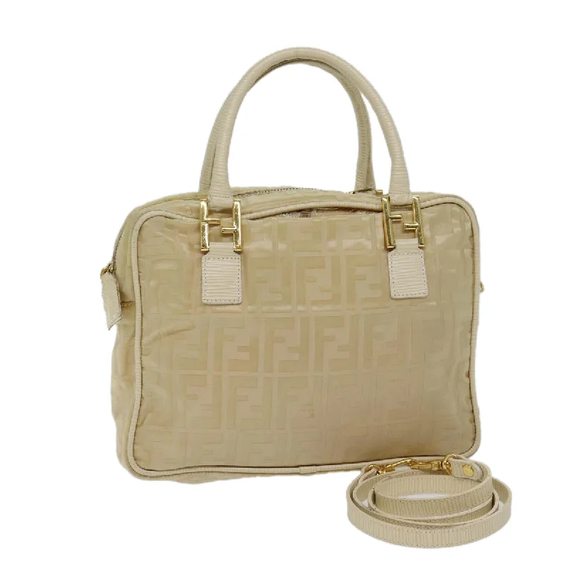 Affordable leather bagsFENDI Zucca Canvas Hand Bag 2way Cream  71902