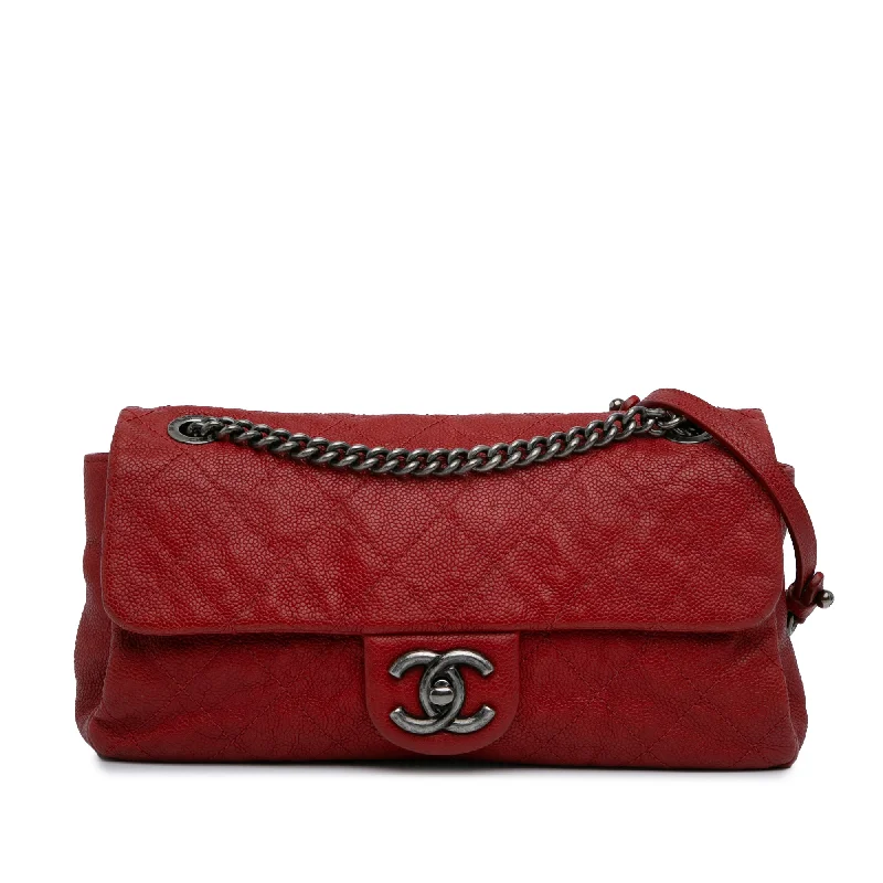 Designer bags with top handlesRed Chanel Medium Quilted Caviar Easy Flap Shoulder Bag