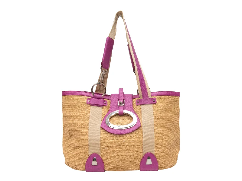 High-end designer bags for menBeige & Magenta Dolce & Gabbana Straw Tote Bag