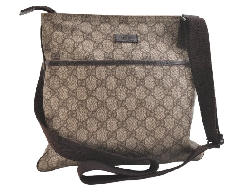 Water-resistant travel backpacksAuthentic GUCCI Shoulder Cross Body Bag Purse GG PVC Leather 141626 Brown 2724K