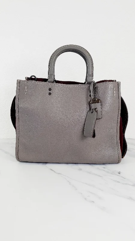 Mini bags for evening outCoach 1941 Rogue 31 in Heather Grey Pebbled Leather with Oxblood Suede Sides Colorblock - Satchel Handbag - Coach 23755