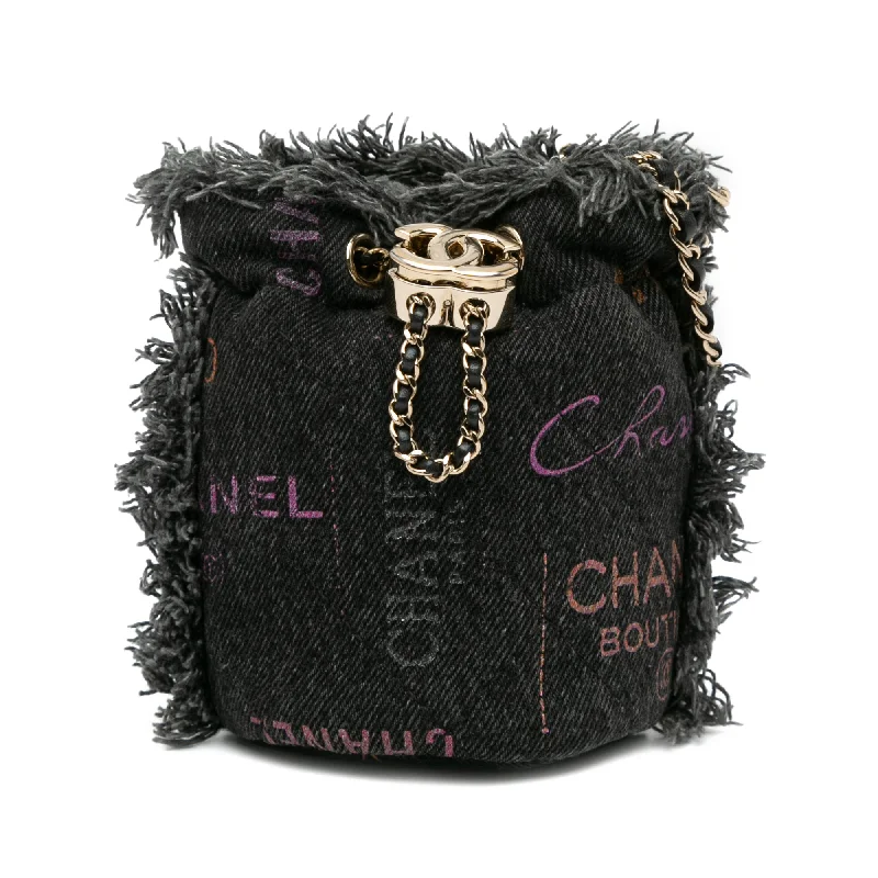 Affordable designer bag dupesGray Chanel Mini Denim Mood Bucket with Chain