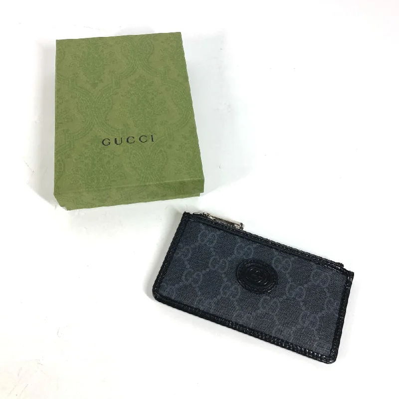 High-quality leather messenger bagsGUCCI Coin case 697717 PVC / Leather black GG Supreme Interlocking G Card Case mens Used