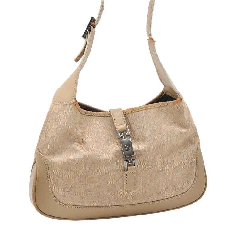 Stylish laptop bags for professionalsAuthentic GUCCI Jackie Shoulder Bag GG Canvas Leather 0013735 Beige Junk 4323K