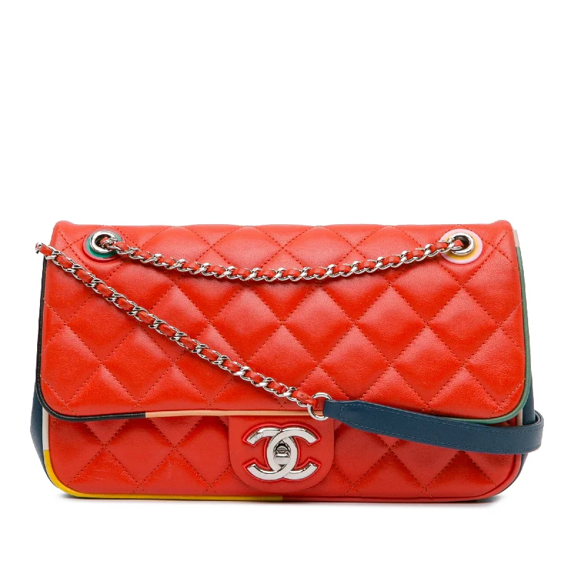 Elegant clutch bags for weddingsRed Chanel Medium Quilted Lambskin Paris-Cuba Color Flap Crossbody Bag