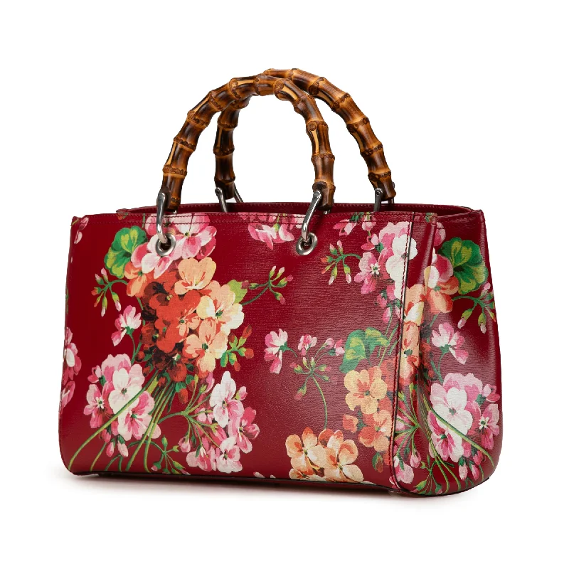 Customizable monogram bagsRed Gucci Medium Blooms Bamboo Shopper Satchel