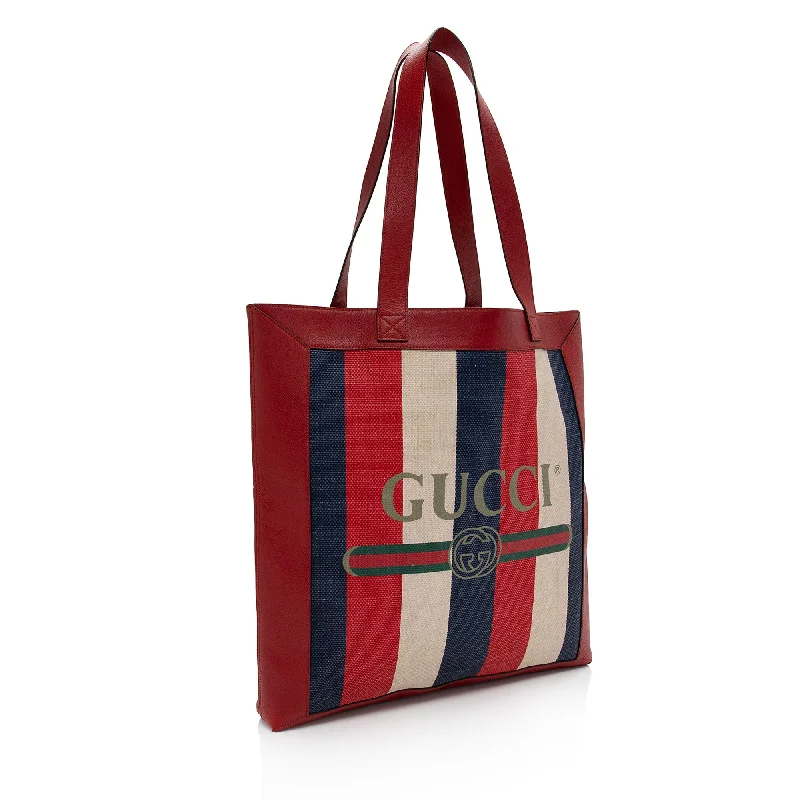 Lightweight duffle bags for gymGucci Canvas Sylvie Striped Logo Tote (S666dF)