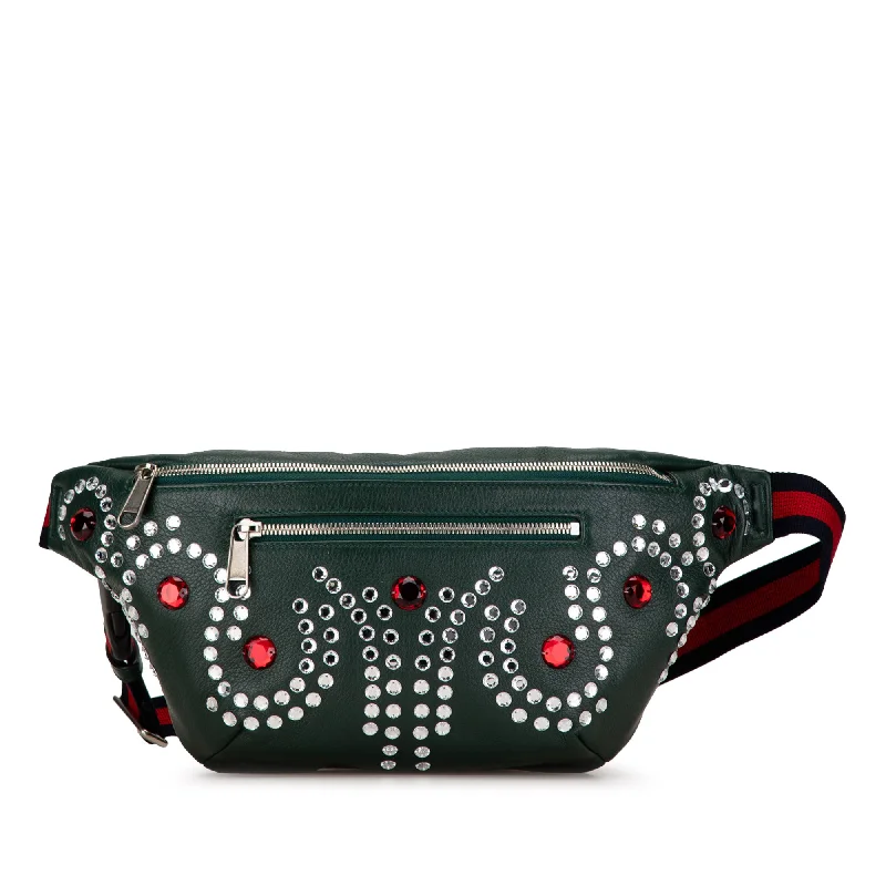 Lightweight duffle bags for gymGreen Gucci Crystal Embellished Web Belt Bag