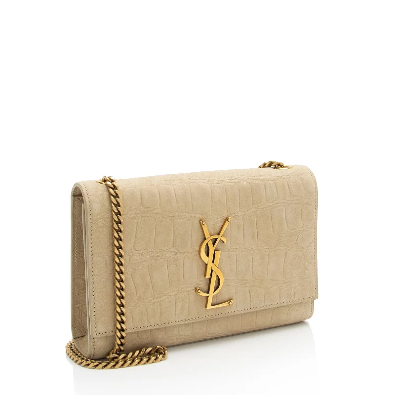 High-quality leather messenger bagsSaint Laurent Croc Embossed Nubuck Monogram Kate Small Shoulder Bag FnLB4b