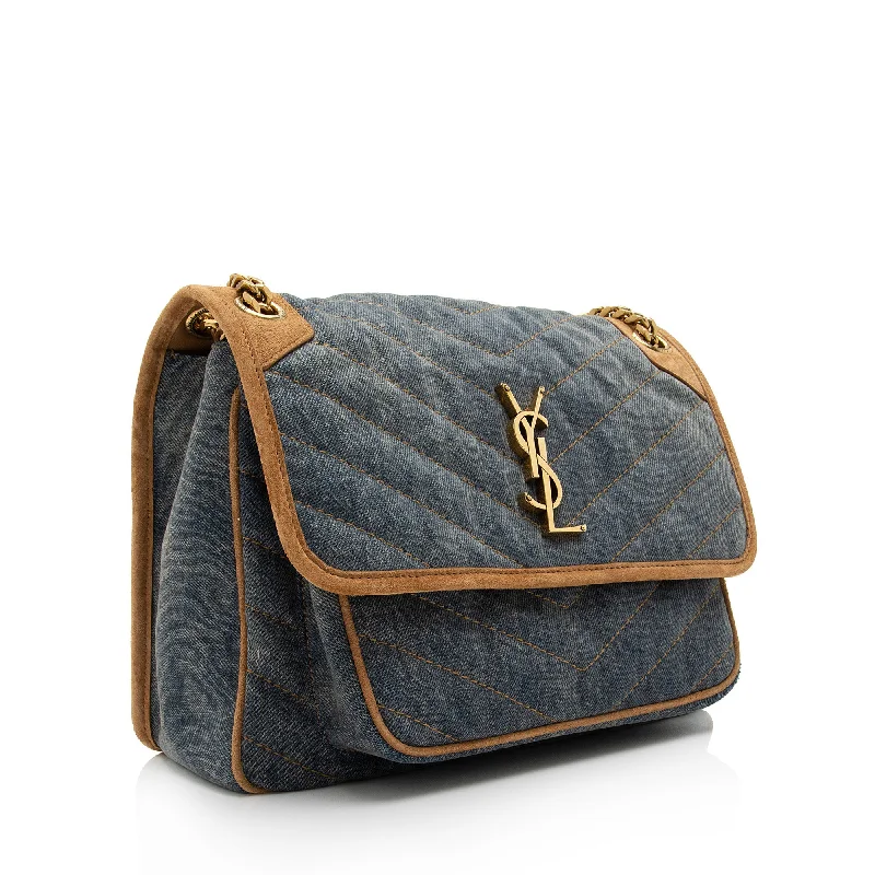 Luxury brand bags on saleSaint Laurent Denim Suede Monogram Niki Medium Shoulder Bag fpTQXb