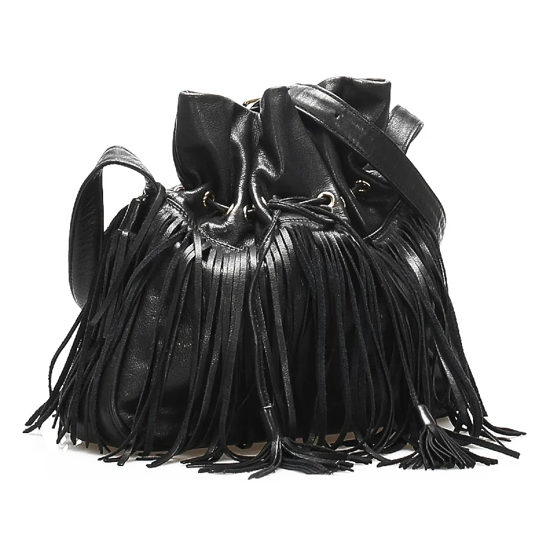 Sustainable fashion bagsSaint Laurent Fringe Leather Shoulder Bag (SHG-23198