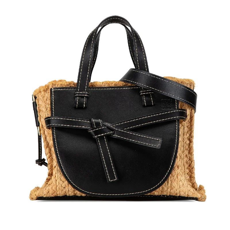 Large capacity travel bagsBrown LOEWE Small Raffia and Leather Gate Top Handle Bag Satchel