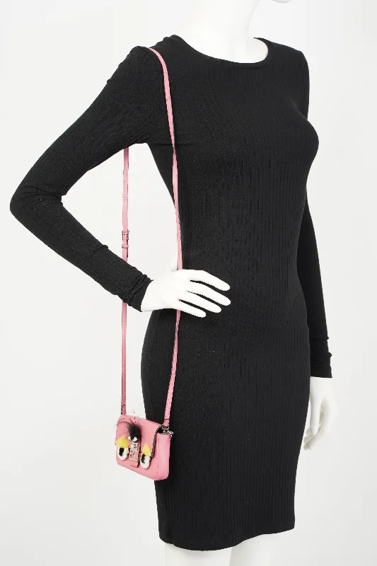 Vintage-inspired handbagsFendi Micro Monster Baguette Pink Calfskin Leather