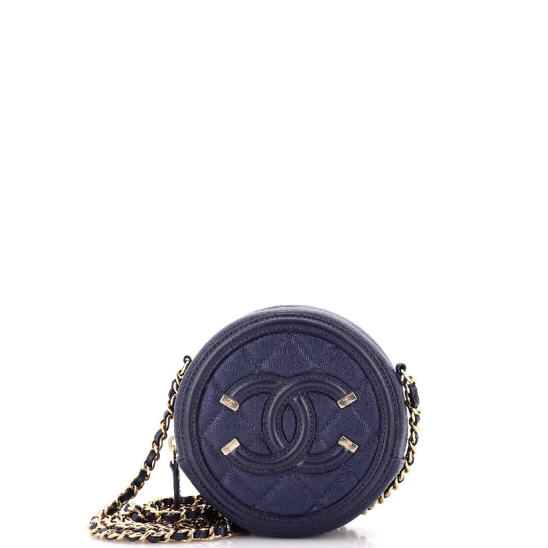 Designer bags for womenFiligree Round Clutch with Chain Quilted Caviar Mini