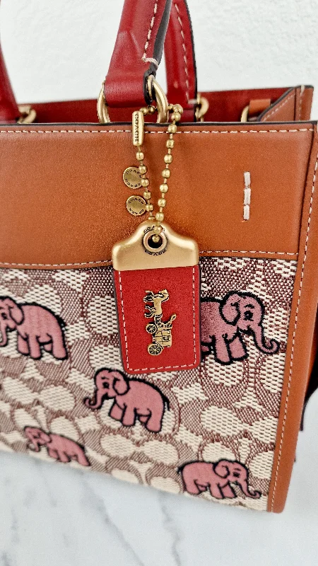 Compact crossbody bags for travelCoach Rogue 25 Signature Textile Jacquard with Embroidered Pink Elephants 1941 Handbag - Coach C6165