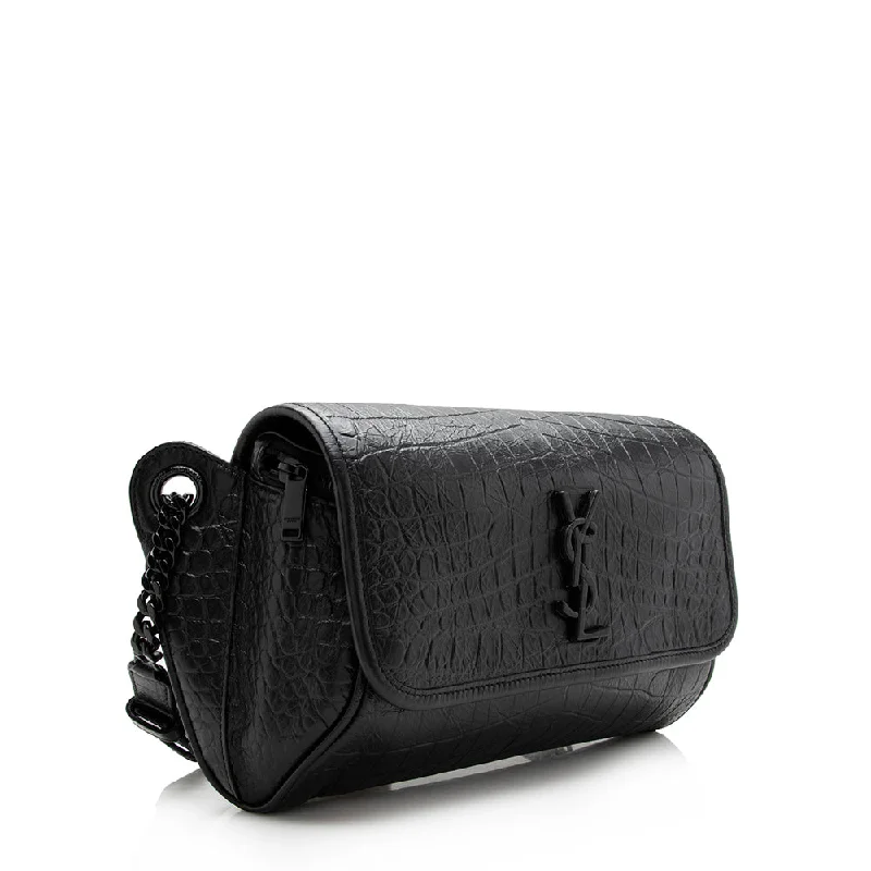 Luxury bags with chain strapsSaint Laurent Croc Embossed Niki Waist Bag 17121