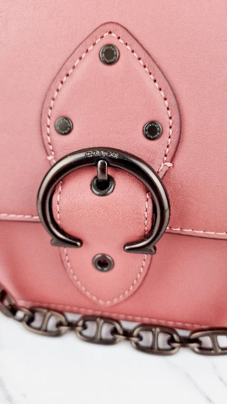 Mini bags for evening outCoach Beat Shoulder Bag 18 in Vintage Pink Melon Smooth Leather Flap Bag Handbag - Coach C0753