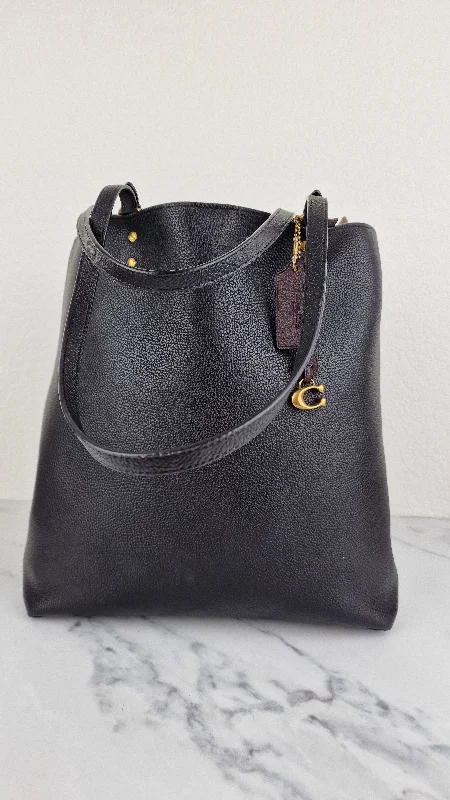 High-quality leather messenger bagsCoach Plaza Tote Bag in Black Pebble Leather with Brass Hardware & Coach C Charm - Coach 88341