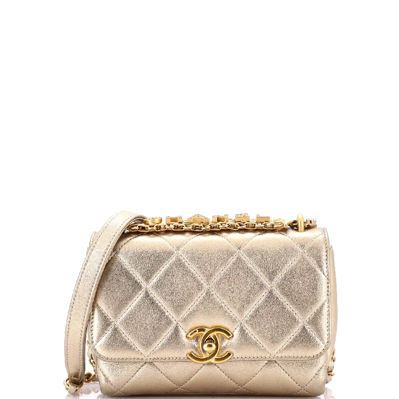 Crossbody bags for everyday useCrystal Logo Letters Chain Handle Flap Bag Quilted Lambskin Mini