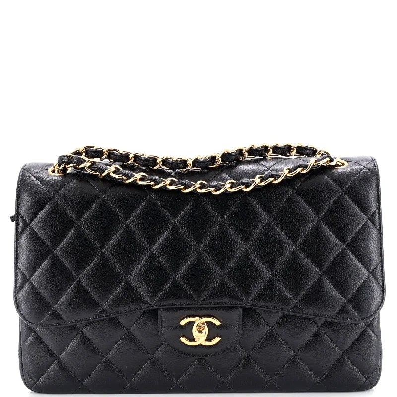 Eco-friendly tote bags for shoppingClassic Double Flap Bag Quilted Caviar Jumbo