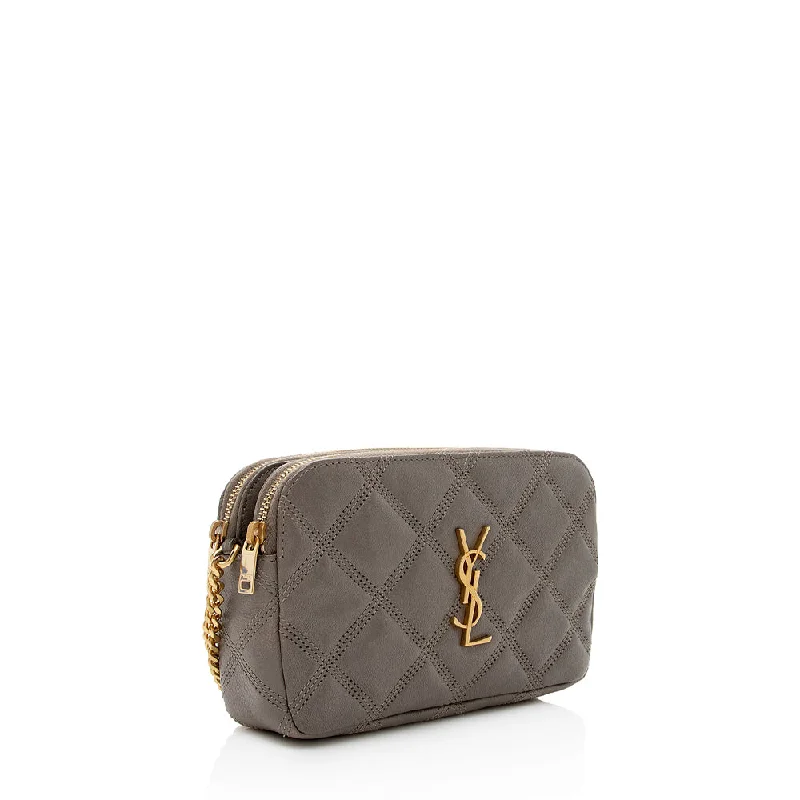 Water-resistant travel backpacksSaint Laurent Grained Lambskin Quilted Becky Double Zip Shoulder Bag 18175