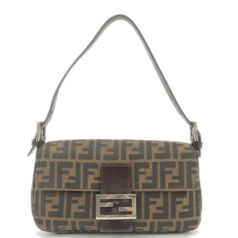 Designer bags for womenFENDI Zucca Canvas Leather Mamma Baguette Bag Khaki Brown 33492