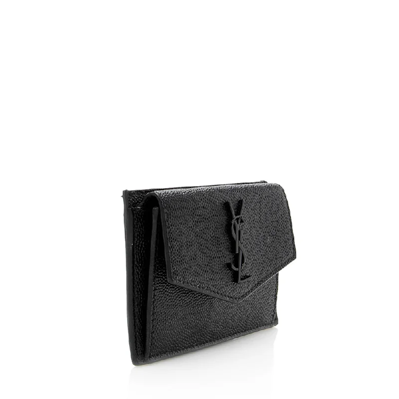 Compact crossbody bags for travelSaint Laurent Grain De Poudre Embossed Leather Uptown Card Case 18702