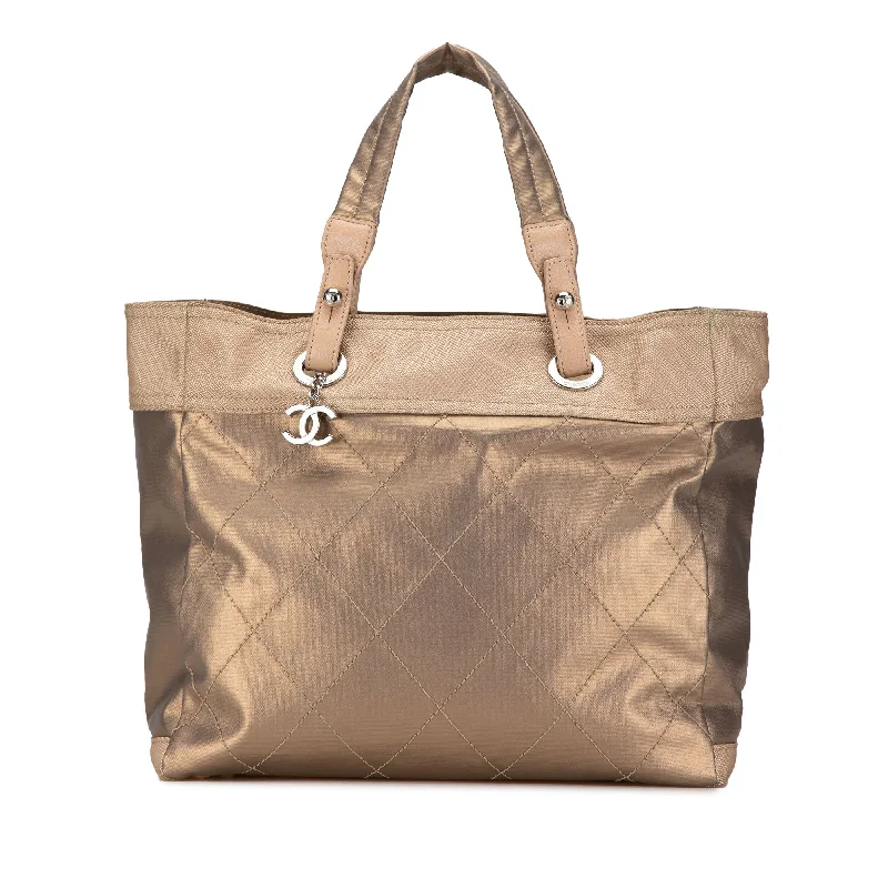 Affordable leather bagsGold Chanel Large Paris Biarritz Tote