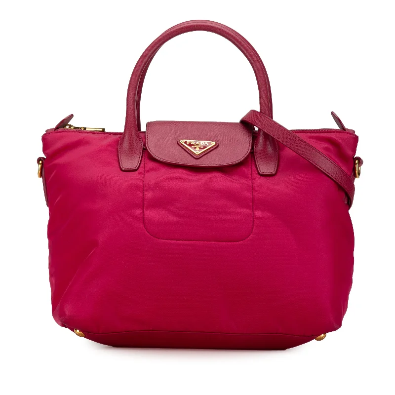 Affordable luxury bags Pink Prada Tessuto Satchel