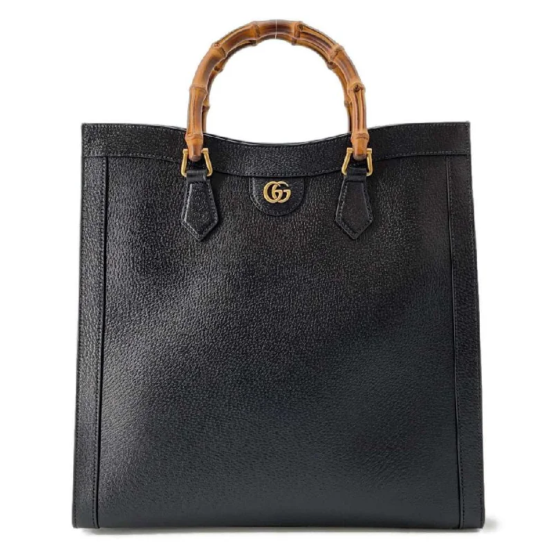 Affordable luxury bags GUCCI Diana Bamboo Tote Bag Black 703218 Leather Bamboo