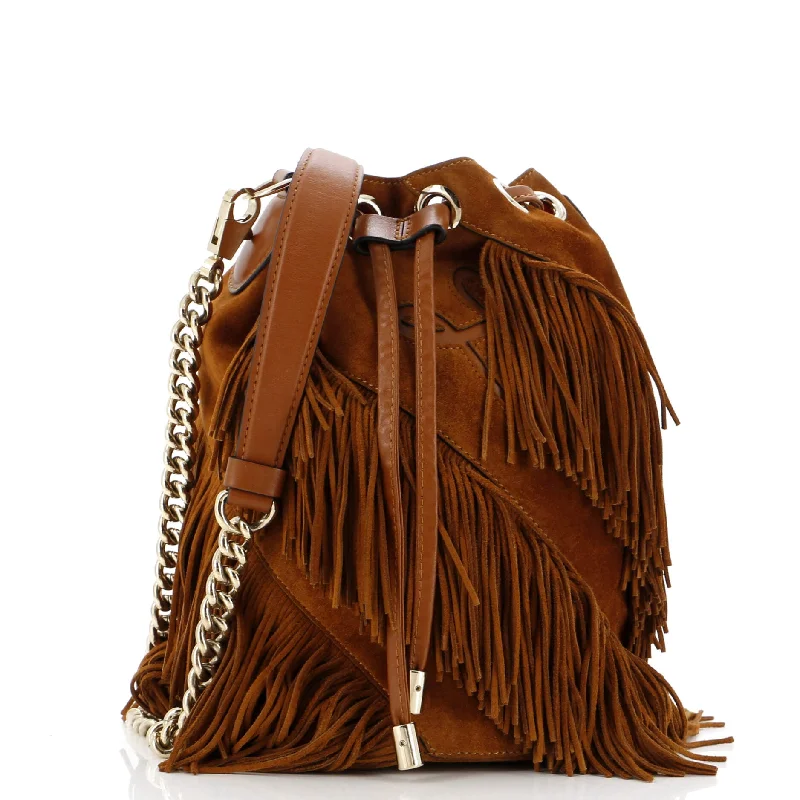 Luxury bags with chain strapsMary Jane Fringe Bucket Bag Suede