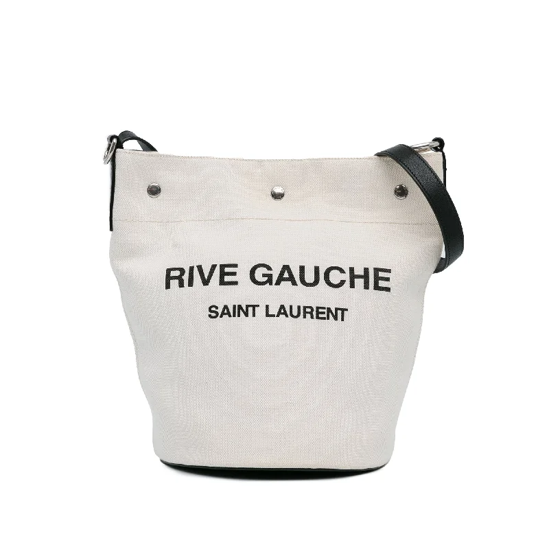 Best bags for photographersWhite Saint Laurent Canvas Rive Gauche Bucket Bag