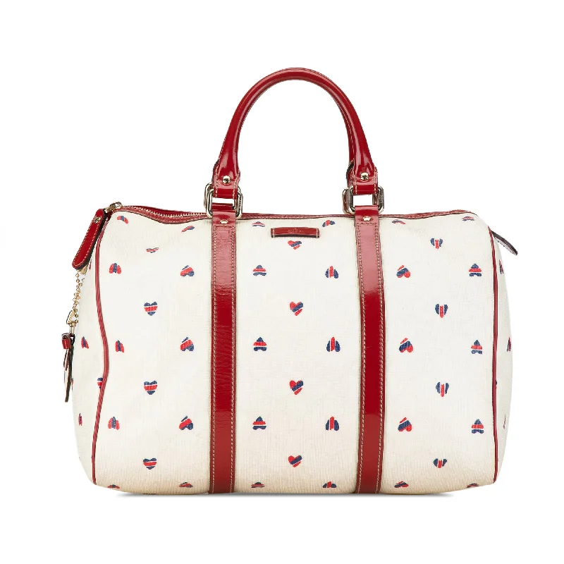 Luxury bags with exotic skinsWhite Gucci Medium GG Supreme Hearts Joy Boston