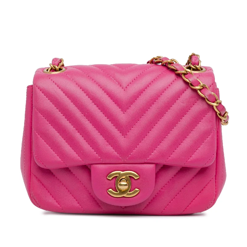 Affordable designer bag dupesPink Chanel Mini Square Classic Lambskin Chevron Flap Crossbody Bag