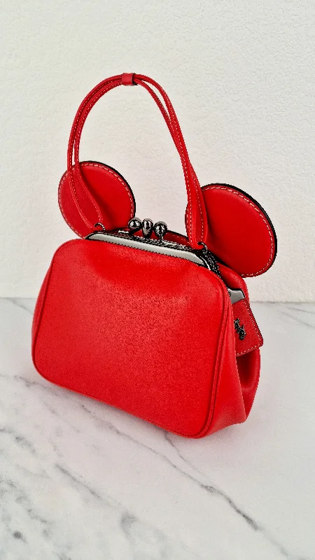 Affordable designer bag dupesCoach x Disney x Keith Haring Mickey Mouse Ears Bag in Red Smooth Leather With Kisslock & Chain Strap LIMITED EDITION - Handbag Coach 37980